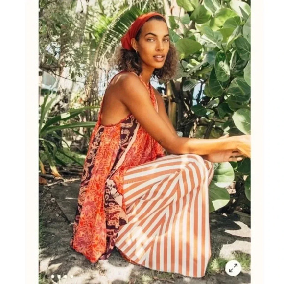 NWT Free People Just Float On Pants Jeans Flare Bell Bottoms Rust Stripe 30 - Picture 3 of 12